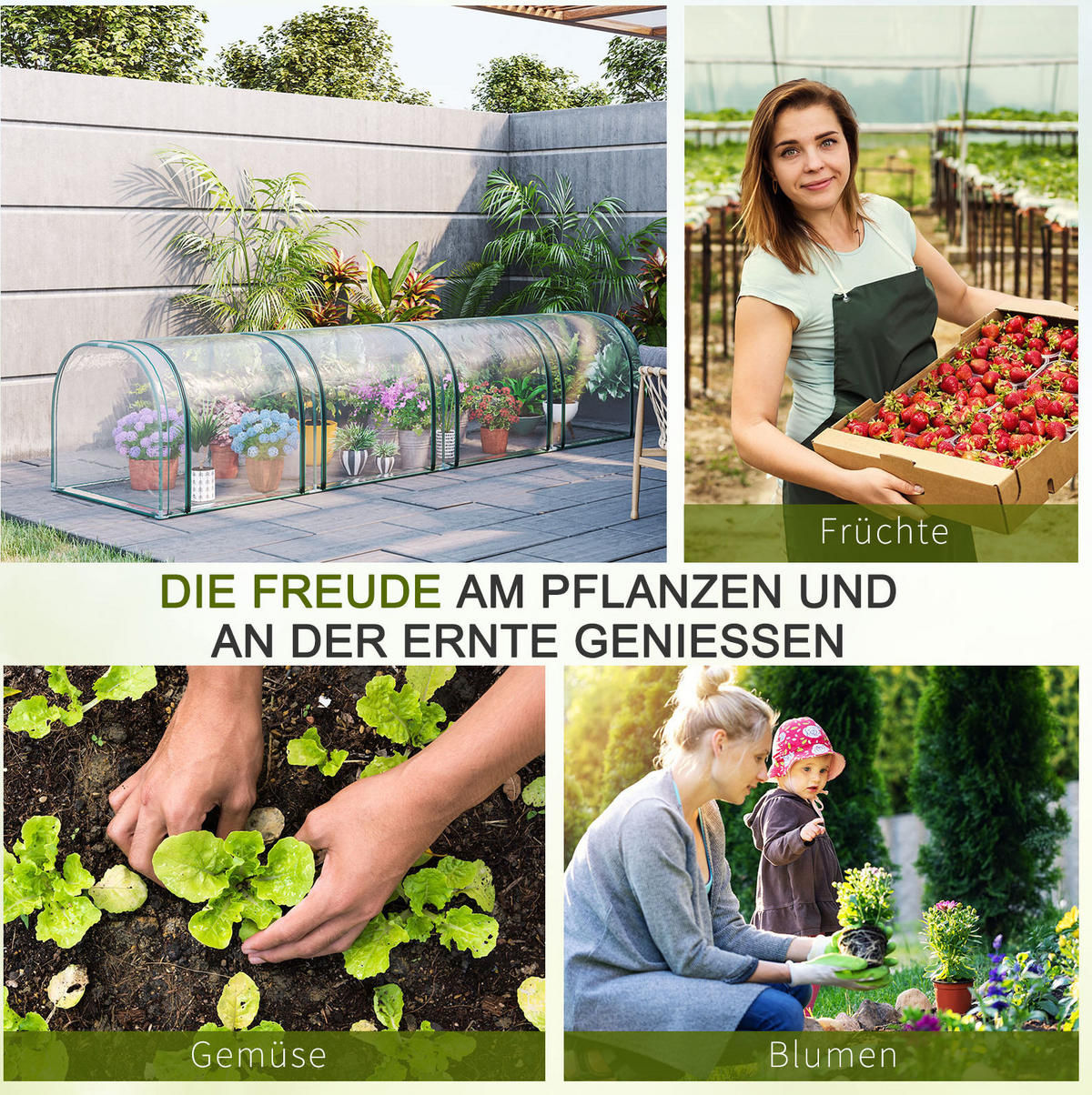 GEWÄCHSHAUS 395/100/80 cm Transparent aus PVC mit 4 Reißverschlussfenstern - Transparent, Kunststoff (100/80/395cm) - OKMYHOME