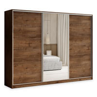 SCHWEBETÜRENSCHRANK TARI 250/205/58 cm 3-türig mit Spiegel und Schubladen Dąb lefkas - Eichefarben/Silberfarben, Holzwerkstoff (250/205/58cm) - MASSENO