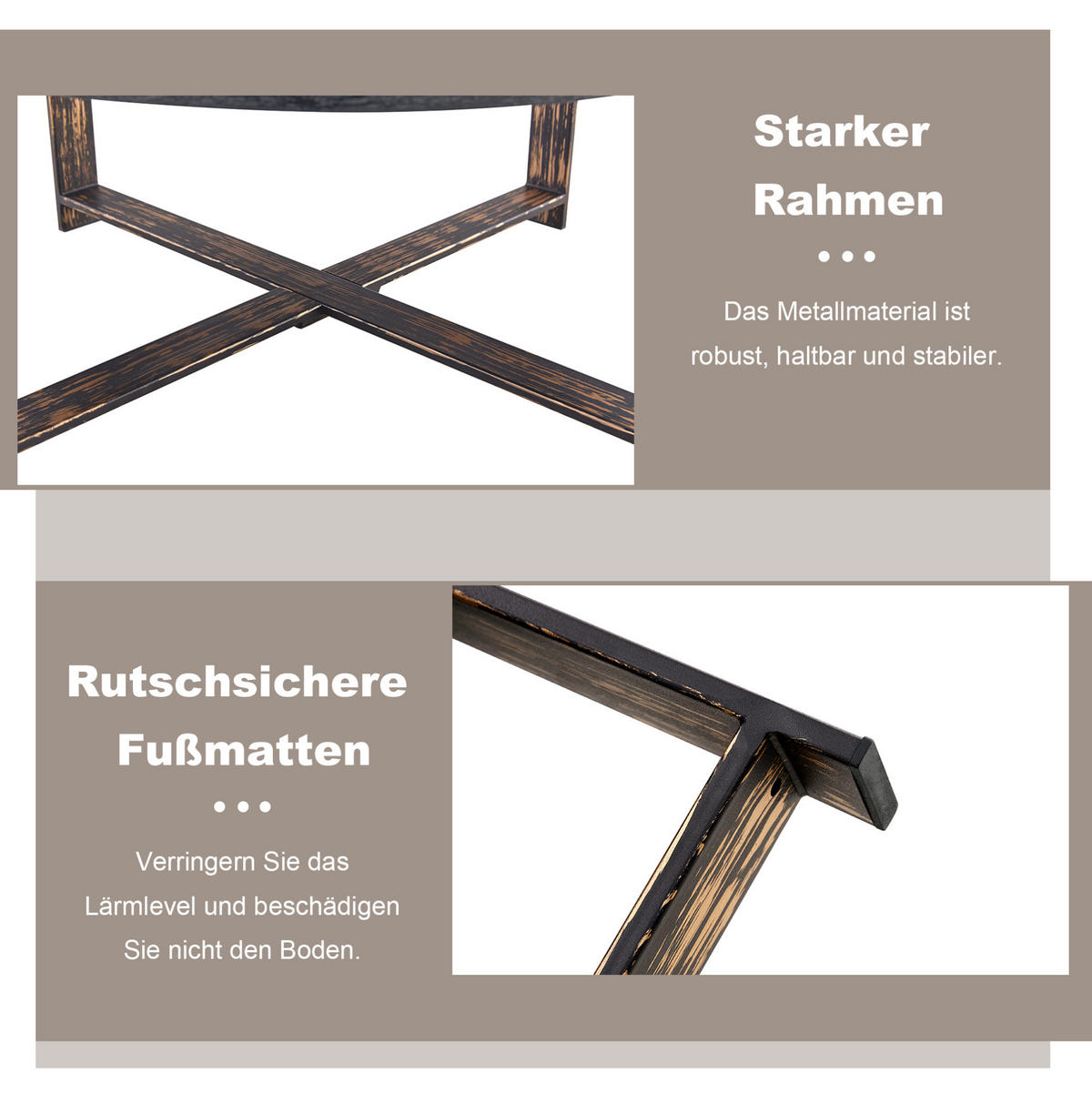 BEISTELLTISCH 68/68/39 cm mit runder Tischplatte und stabilem Kreuzfußgestell in Holzoptik, Schwarz - Schwarz, Holzwerkstoff (68/68/39cm) - Redom