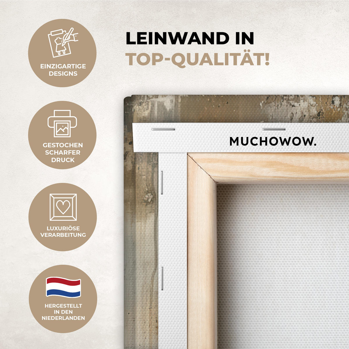 LEINWANDBILD Weihnachtsbaum - Vintage - Weihnachten - Geschenk 50x50 cm - Rostfarben, Textil (50/50cm) - MuchoWow