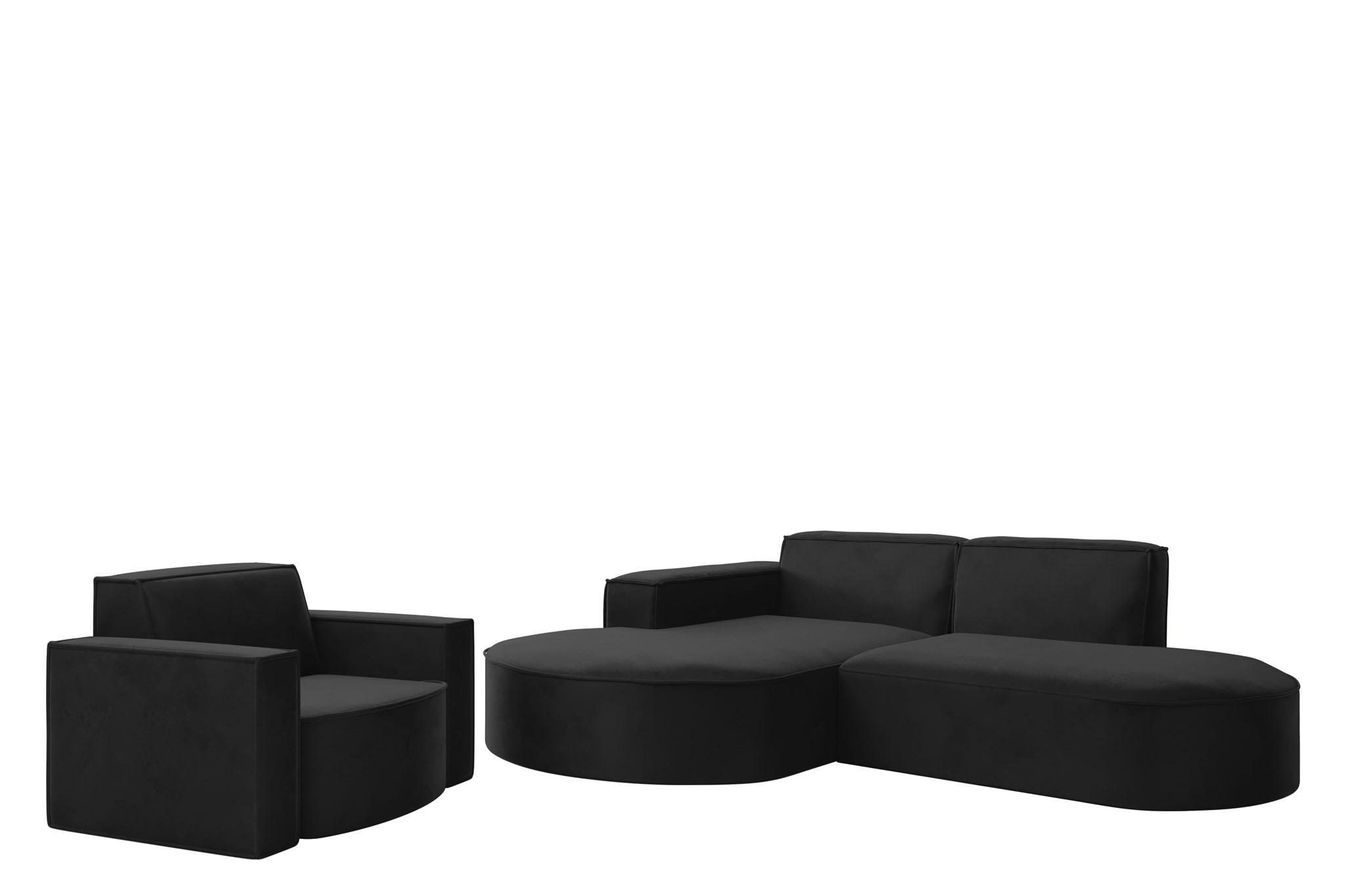 SOFASET Palma Ecksofa Sessel Opera - Schwarz, Holzwerkstoff/Textil (236/78/165cm) - Fun Möbel