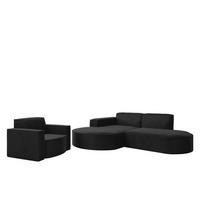 SOFASET Palma Ecksofa Sessel Opera - Schwarz, Holzwerkstoff/Textil (236/78/165cm) - Fun Möbel