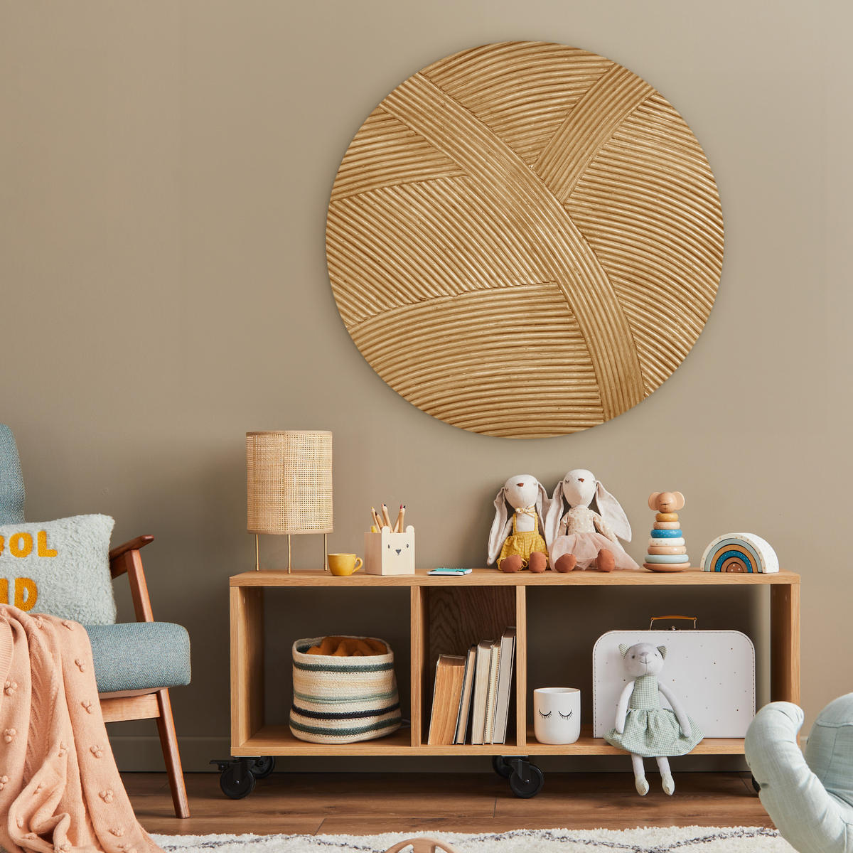 WANDBILD Struktur - Natur - Kunst - Rattan 90x90 cm - Naturfarben, Kunststoff (90/90cm) - MuchoWow