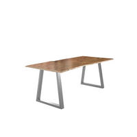 ESSTISCH LUBIN - Beige/Silberfarben, Holz/Metall (100/220/77cm) - SAM