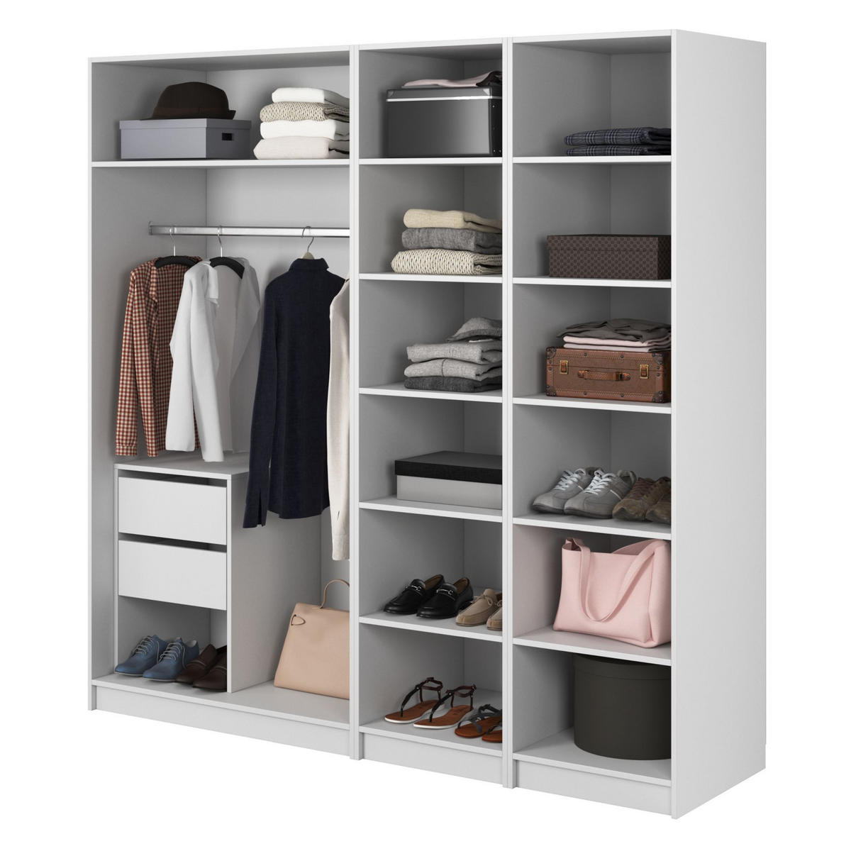 KLEIDERSCHRANK Frame Weiß 200 cm - Goldfarben/Weiß, Holzwerkstoff/Metall (200/200.5/57cm) - Selsey