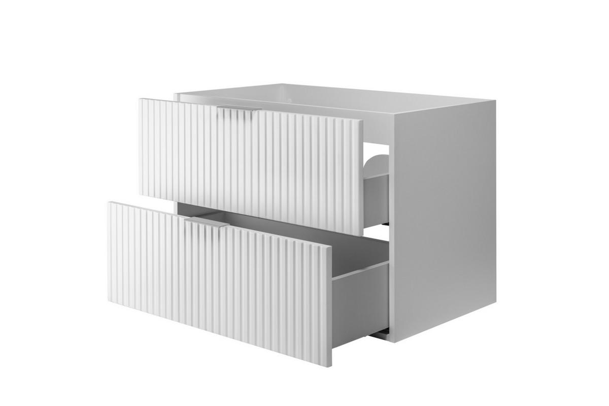 WASCHBECKUNTERSCHRANK, Weiß, 80 x 57 x 46 cm, Griff silber, ohne Arbeitsplatte - Silberfarben/Weiß, Holzwerkstoff (80/57/46cm) - 3XE LIVING