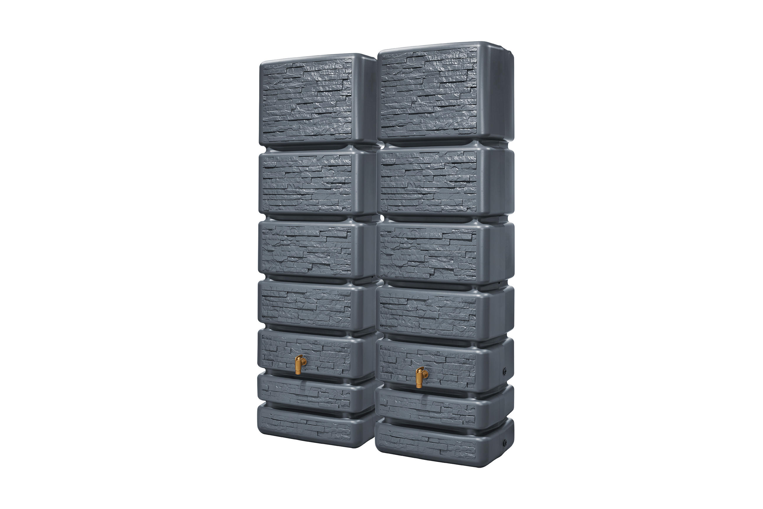 WANDTANK-SET 700 L graphite grey 2 x 350 L inkl. Verbindungsset - Grau, Kunststoff (130/184/39cm) - 4rain