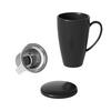KAFFEETASSE mit Deckel und Teeaufgießer 350 ml - Schwarz, Keramik (0.35L) - Intirilife