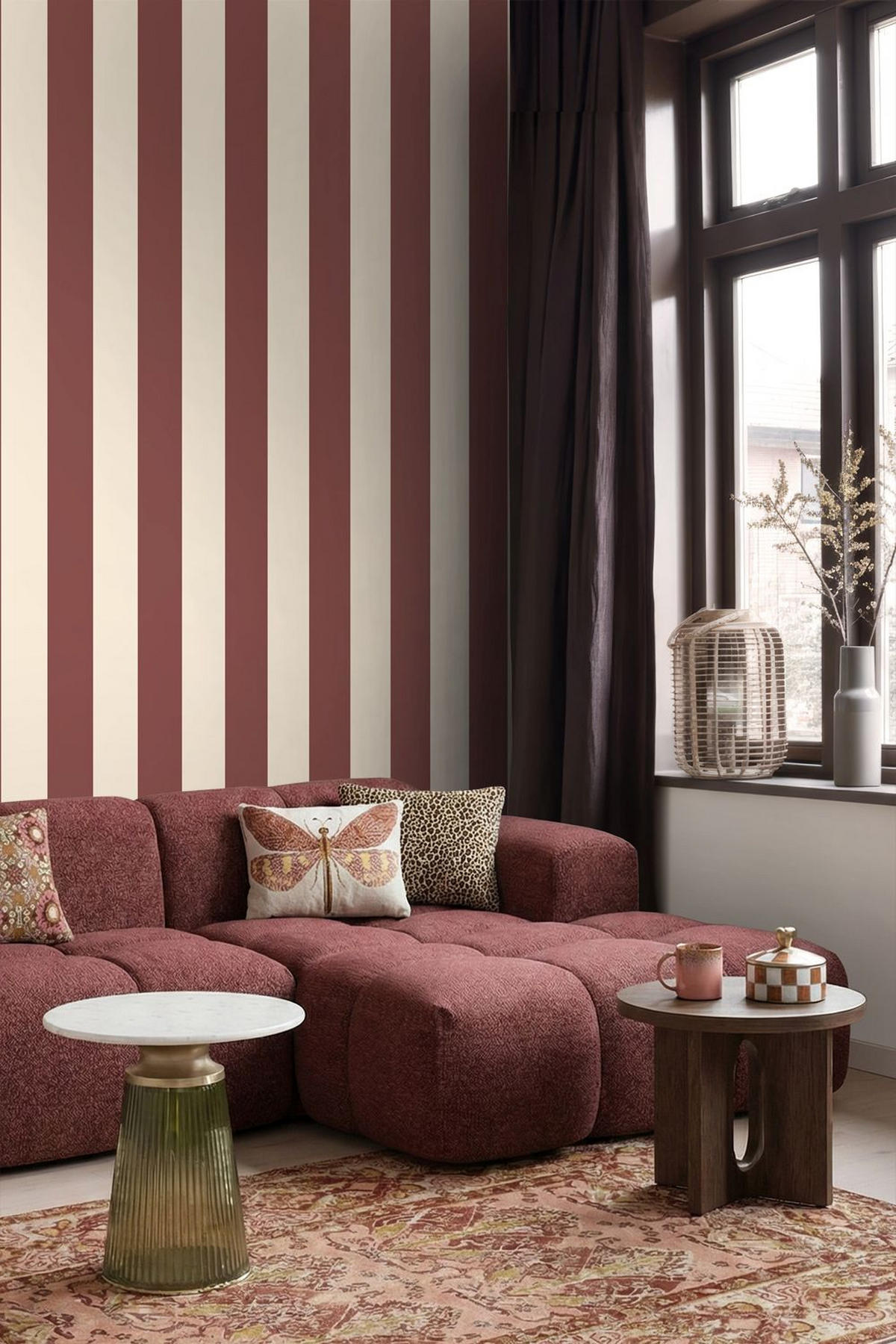 TAPETE Streifen 0.53 x 10.05 m - Rot, Papier (53/1000cm) - ESTAhome
