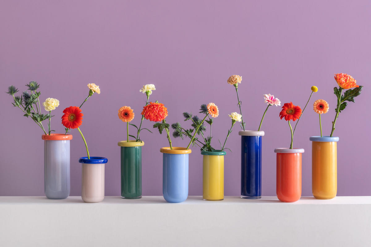 VASE Plegado Gelb 14/14/30.5 cm - Gelb, Glas (30.5cm) - Present Time