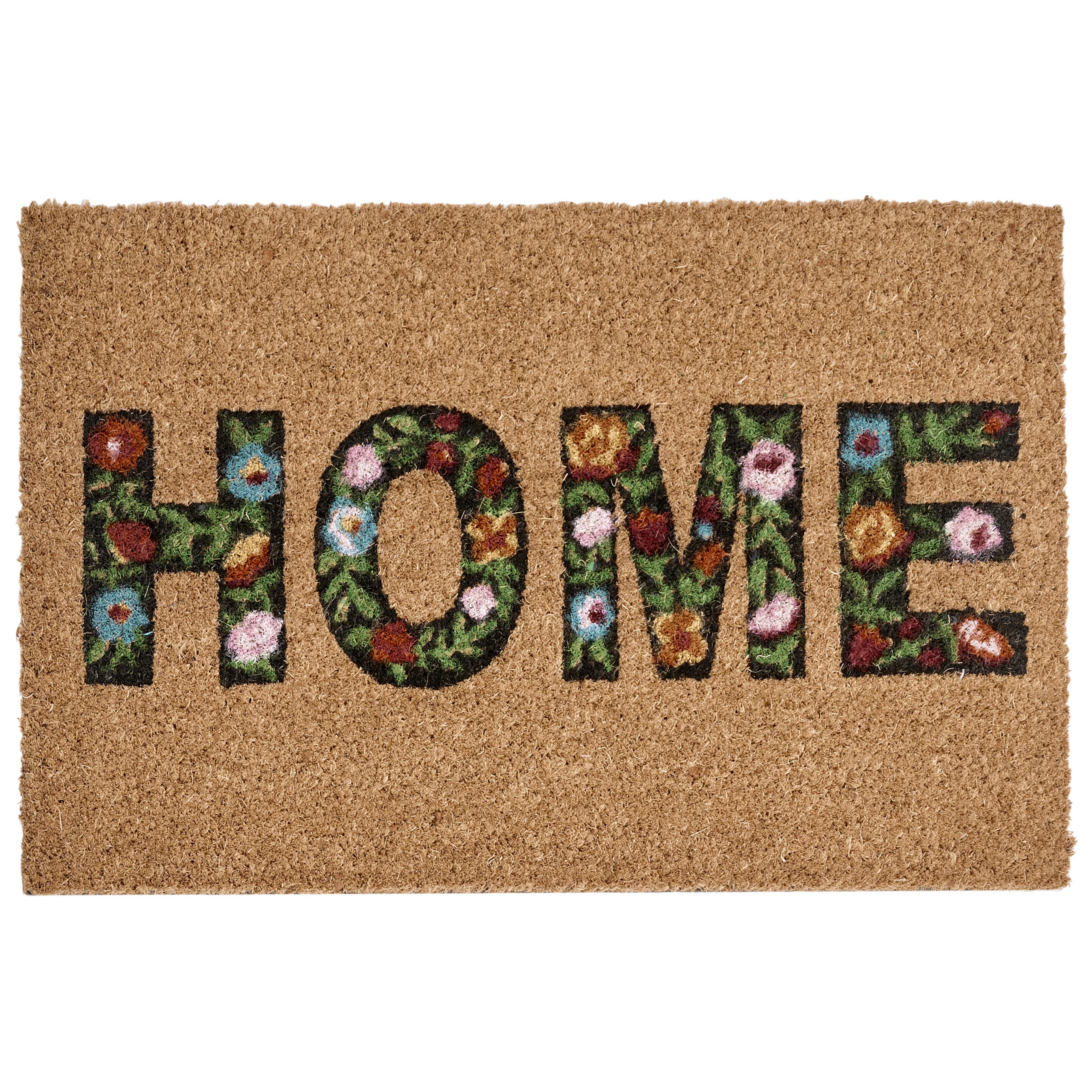 FUSSMATTE Naturfarben 40/60 cm Schriftzug Kokosfasern Zambales - Naturfarben, Textil (60/40cm) - Beliani