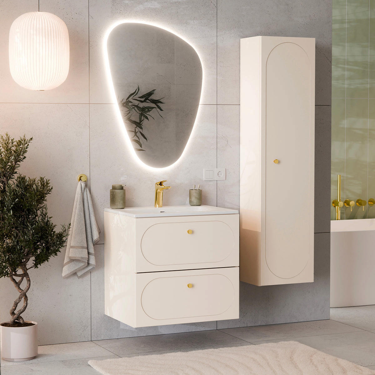 WASCHTISCH 60.2cm Sanae Sandbeige - Beige, Holzwerkstoff (60.2/57/46cm) - Petits-meubles