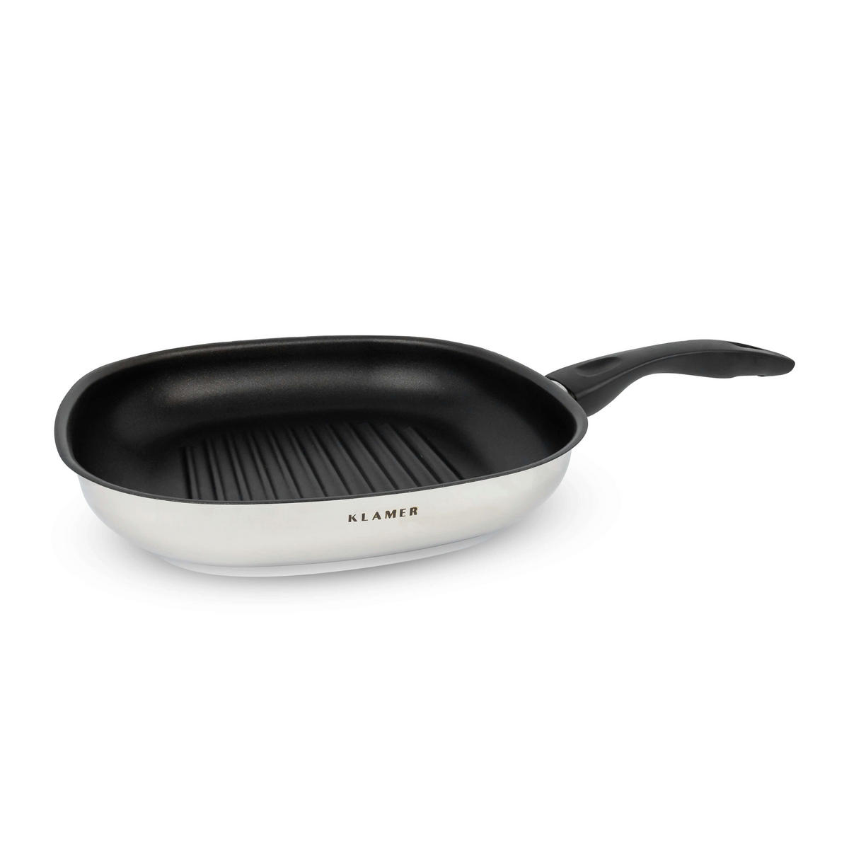 GRILLPFANNE 28 cm Edelstahl Schmorpfanne - Edelstahlfarben, Metall (49/29/5cm) - KLAMER