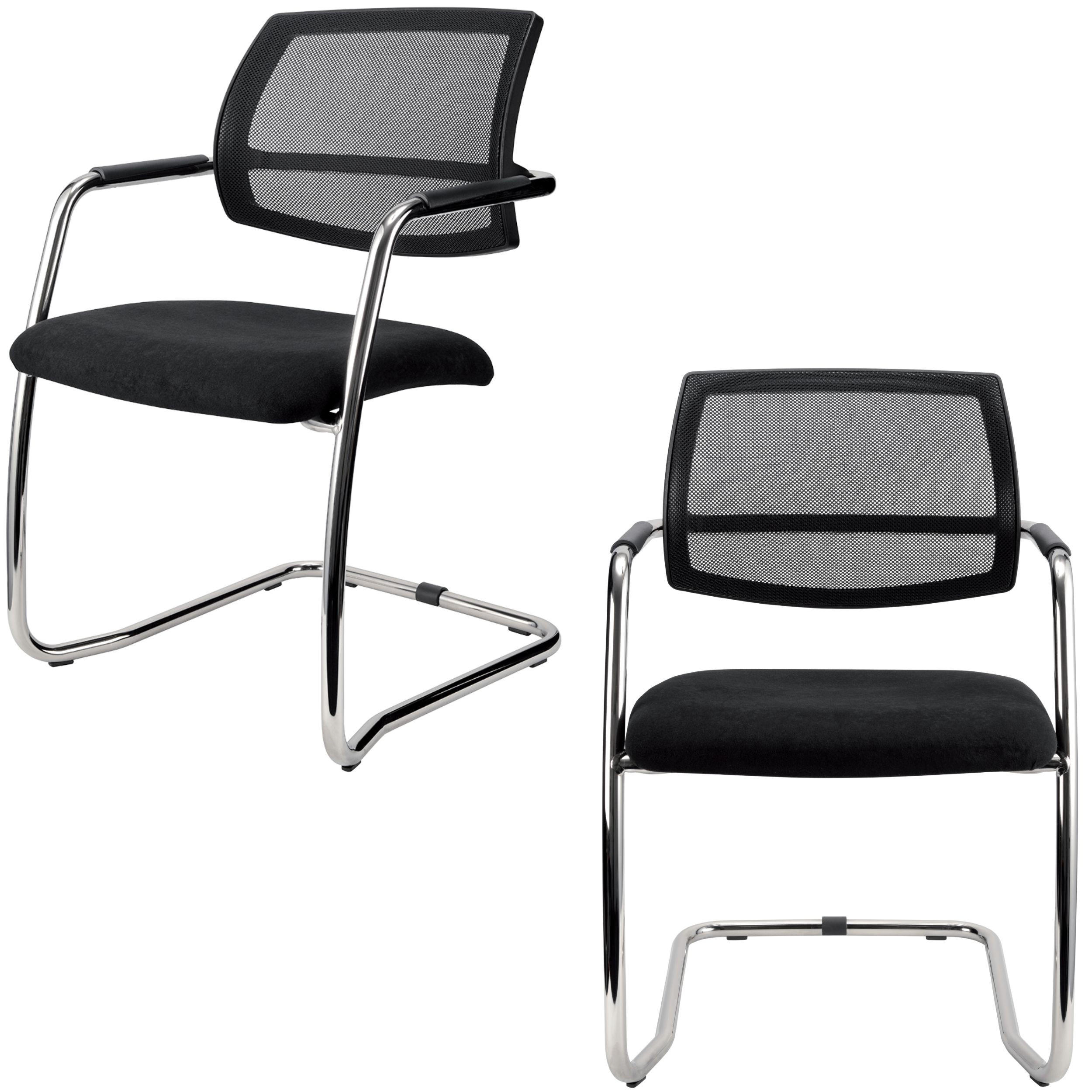 FREISCHWINGER Besucherstühle (2er-Set) 59/56/81 cm in Netzrücken schwarz - Schwarz, Metall (56/81/59cm) - bümö