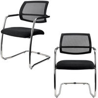 FREISCHWINGER Besucherstühle (2er-Set) 59/56/81 cm in Netzrücken schwarz - Schwarz, Metall (56/81/59cm) - bümö