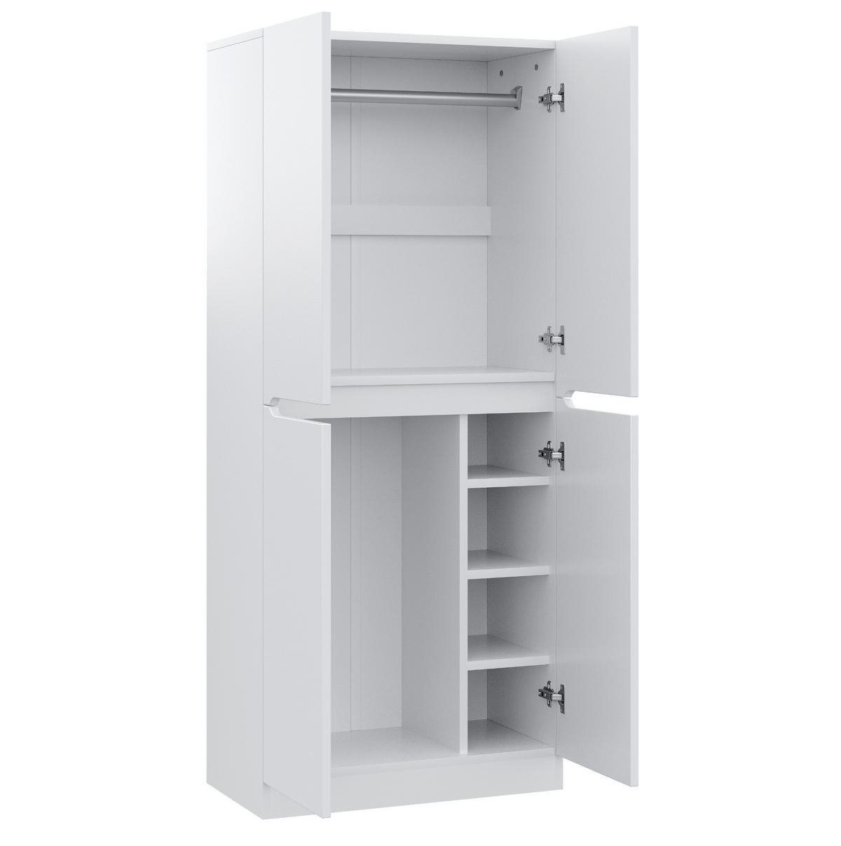 KLEIDERSCHRANK 70 x 40 x 170 cm aus Holz mit Doppeltür, Weiß - Weiß, Holz (40/170/70cm) - OKMYHOME