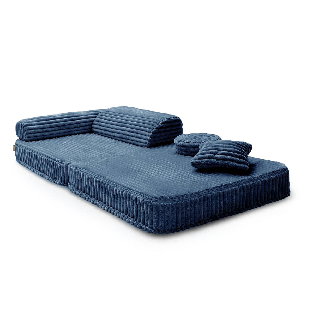 KINDERSESSEL modular 3-in-1 ausklappbar aus Plüschcord in Mitternachtsblau - Blau, Textil (100/80/80cm) - MeowBaby