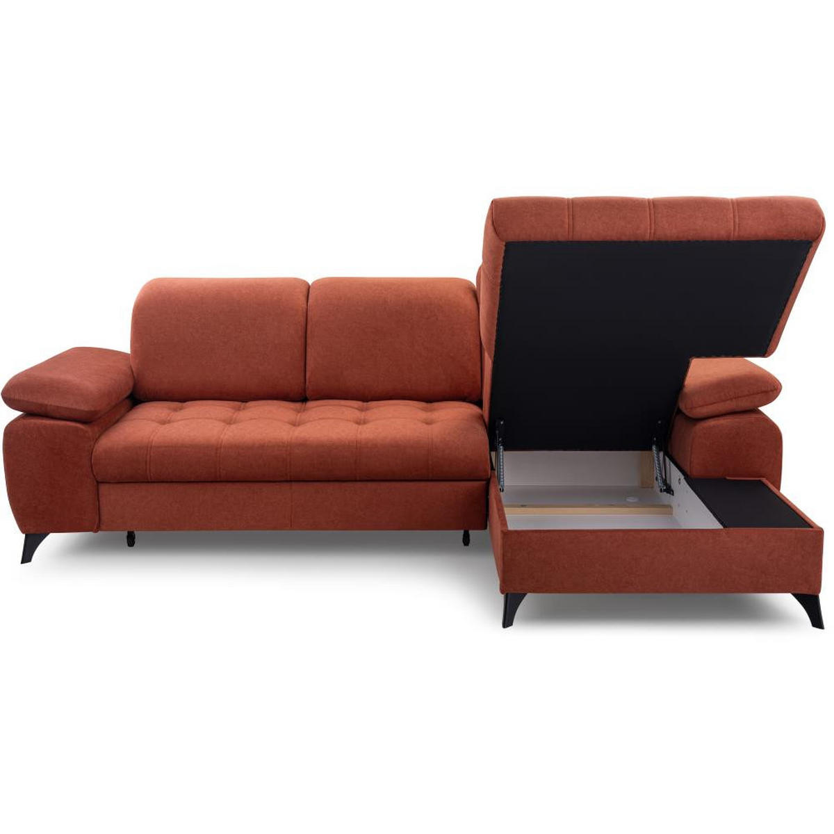 ECKSCHLAFSOFA Bello dunkelblau rechts - Schwarz/Dunkelblau, Textil (265/156cm) - Beautysofa