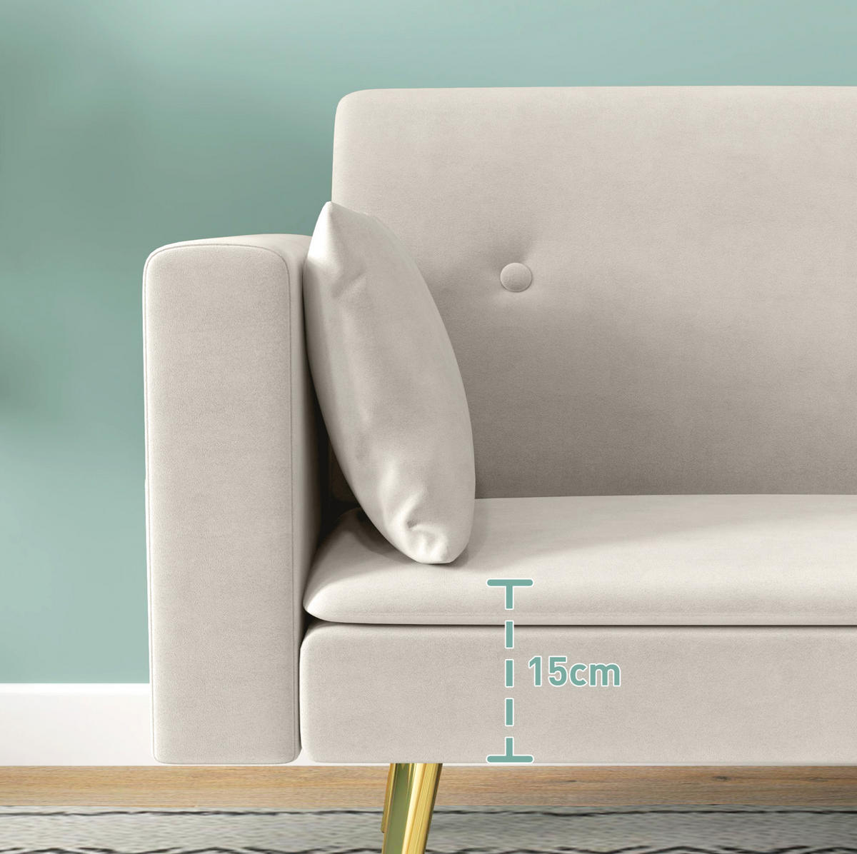 SCHLAFSOFA 160/93 cm mit verstellbarer Rückenlehne, Seitentaschen und abnehmbaren Armlehnen, Beige - Beige, Holzwerkstoff (181/78.5/73cm) - Redom