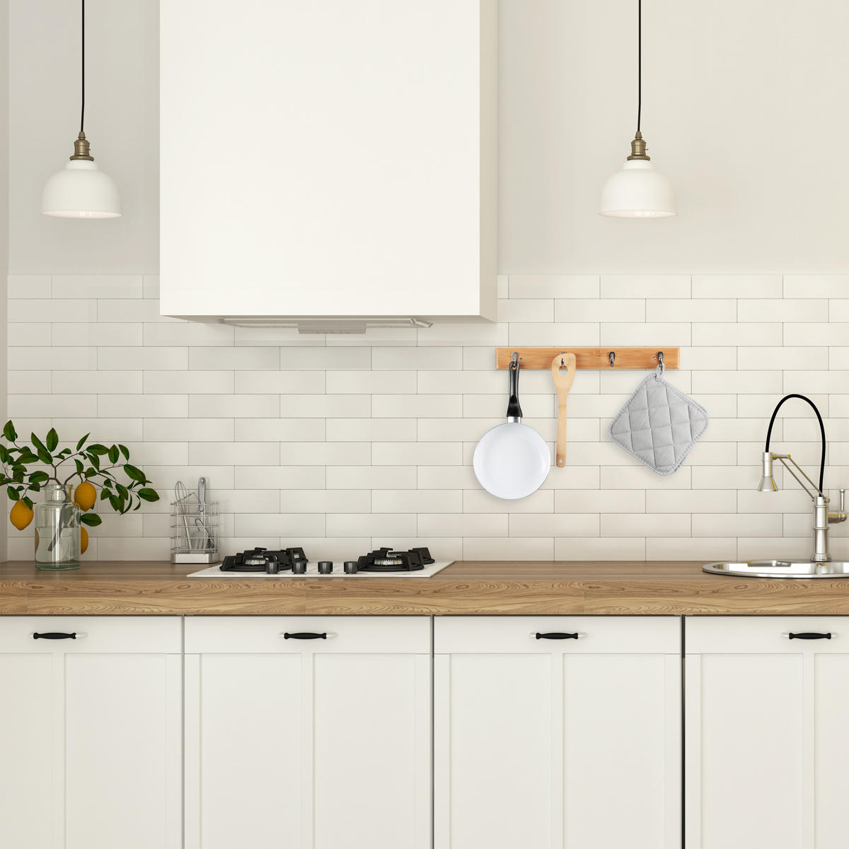 HAKENLEISTE - Hellbraun, Holz/Metall (48.5/6/5cm) - Relaxdays