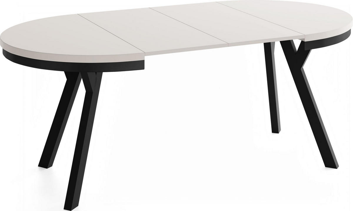 ESSTISCH Vero Neo rund ausziehbar verlängerbar, Kaschmir 100-200/100/77 cm - Kaschmir/Schwarz, Holz/Holzwerkstoff (100/100/77cm) - WFL GROUP