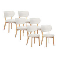 STUHL 6er-Set - Cord & Kautschukholz - Weiß - TORIEL - Weiß, Holz (57/82.5/51cm) - Vente-Unique