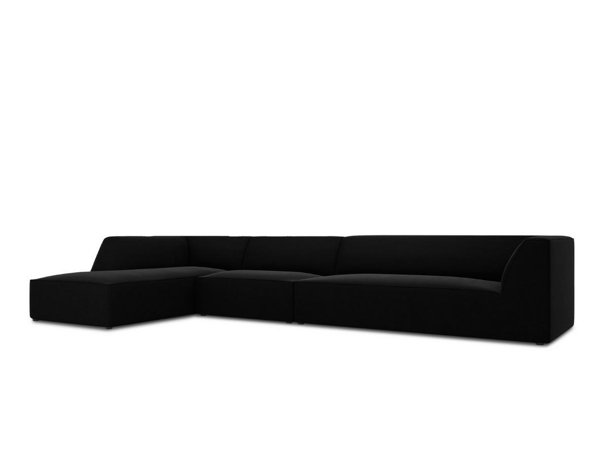 ECKSOFA links Ruby aus Samt schwarz 5 Sitzplätze - Schwarz, Textil (180/366cm) - Micadoni