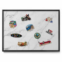 MAGNETTAFEL 70x50 cm Schwarzer Rahmen Zarter Hellmarmor - Silberfarben, Metall (70/50/0.4cm) - TULUP