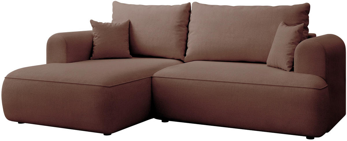 ECKSOFA Ovo Mini Kupfer links - Schwarz/Kupferfarben, Kunststoff/Textil (238/156cm) - Selsey