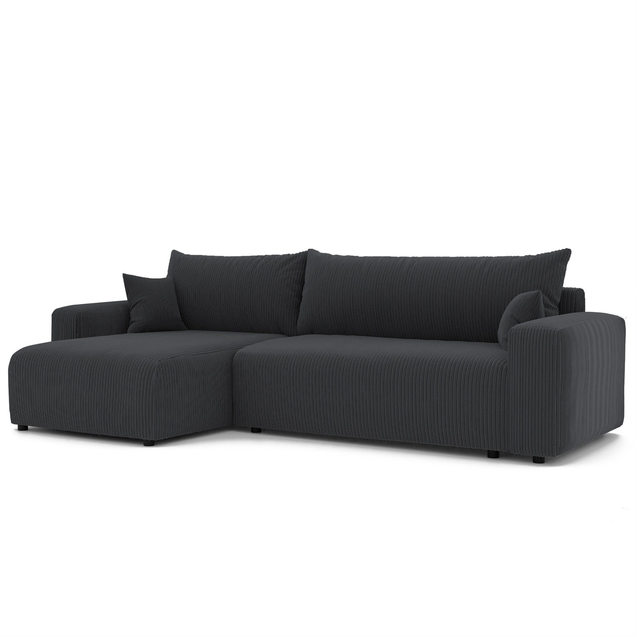 ECKSOFA Luna Max Mit Schlaffunktion - Dunkelgrau, Holzwerkstoff/Textil (278/145cm) - Fun Möbel