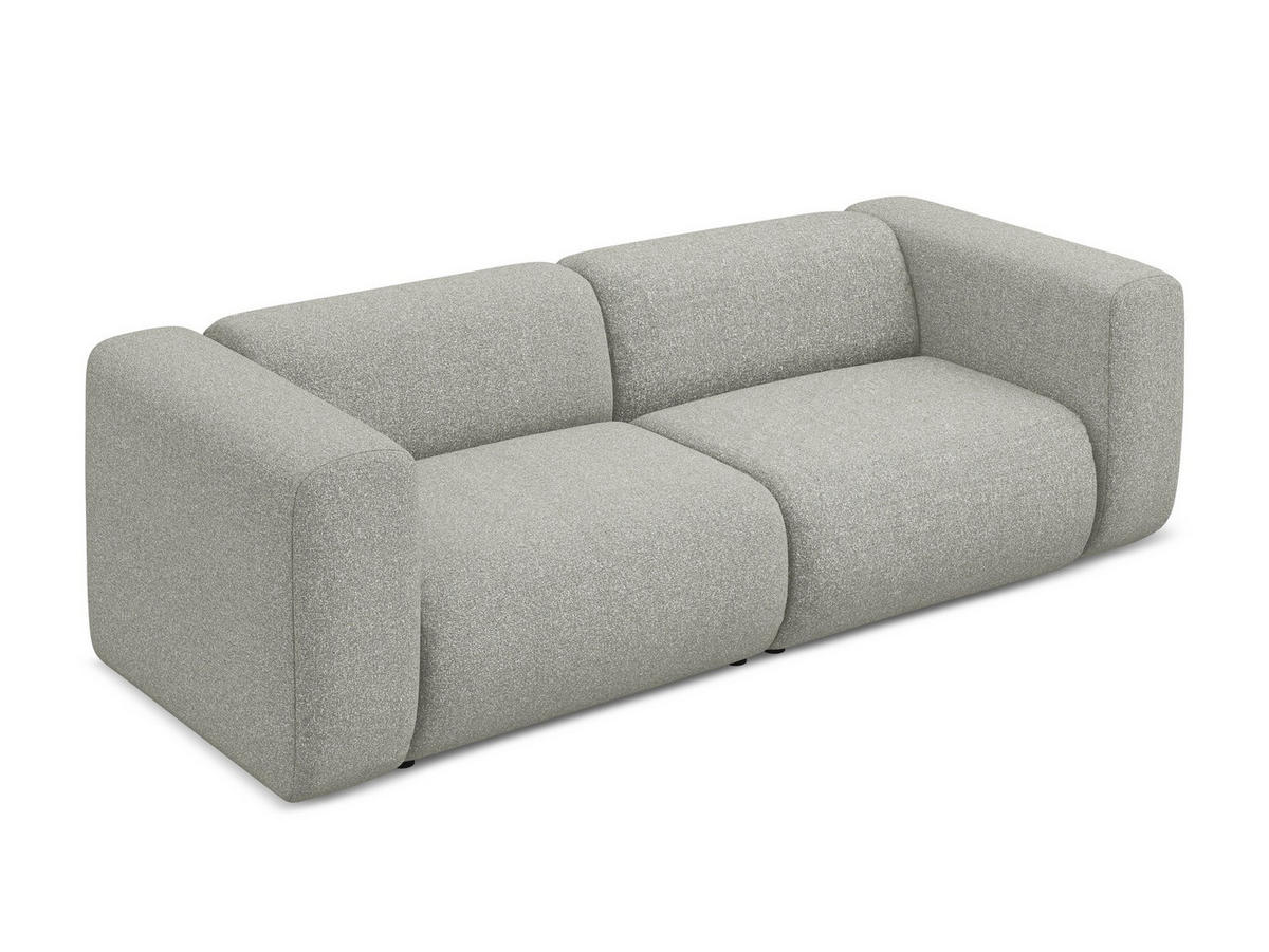 3-SITZER SOFA Strukturstoff Stoff Grau - Hellgrau/Schwarz, Kunststoff/Textil (228/70/89cm) - Makamii