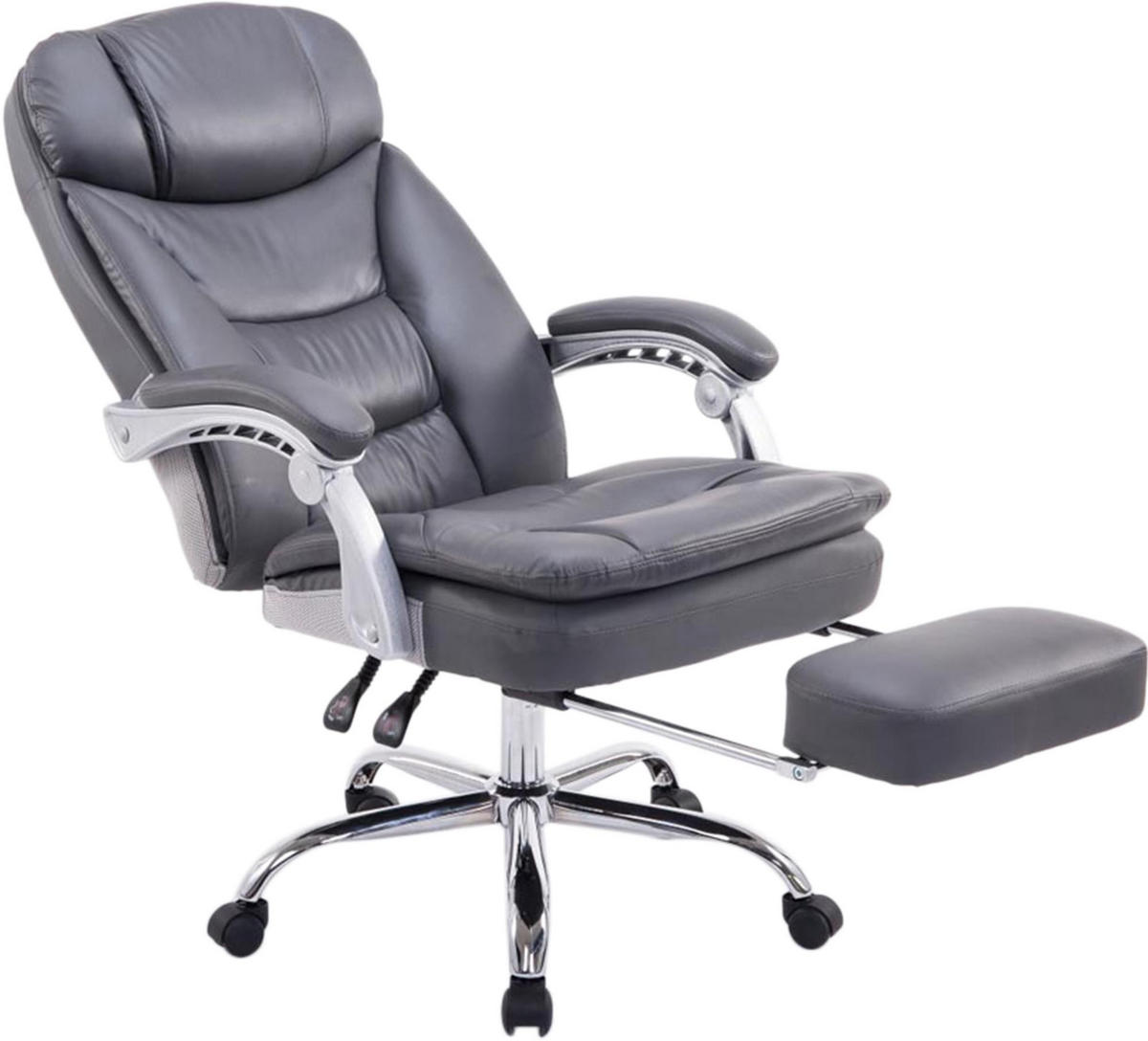 CHEFSESSEL Lederlook Grau - Chromfarben/Grau, Textil/Metall (67/112/67cm) - CLP