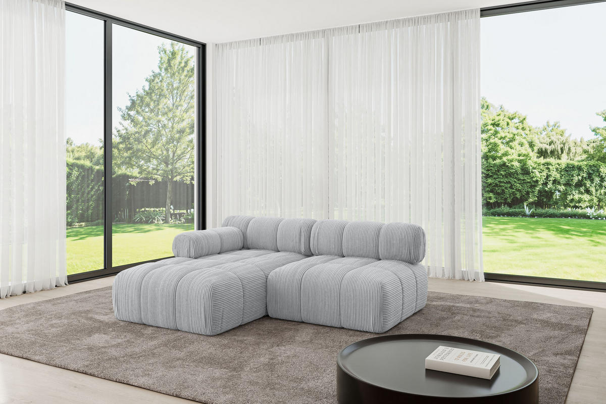 ECKSOFA modulares Sofa Razon-L1 - 190x160x70 cm Grau Cord - Grau, Holzwerkstoff/Textil (190/160cm) - ALTDECOR