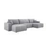 ECKSOFA Poso XXL U-förm, Schlaffunktion, weiche Kissen, Bettkasten, hochwertige Polsterung, lose Rückenkissen, freistehend, 377x143x83 cm Grey - Grau, Holz/Textil (377/83/143cm) - DomoHome
