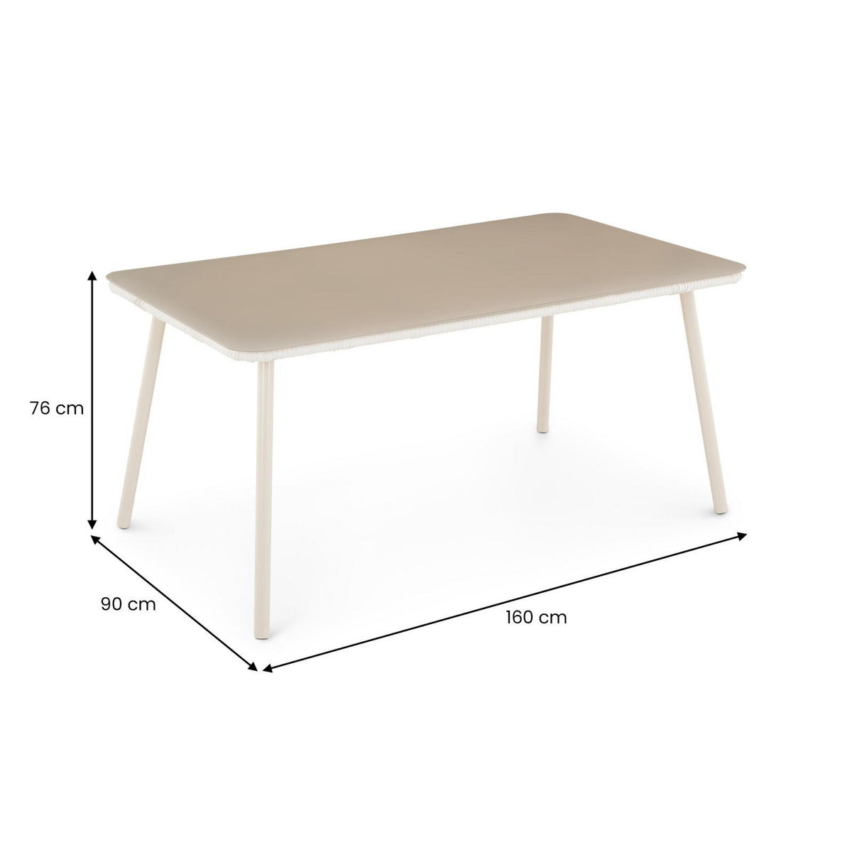 GARTENTISCH VOLONTE - Beige, Glas/Metall (90/160/75cm) - IDIMEX