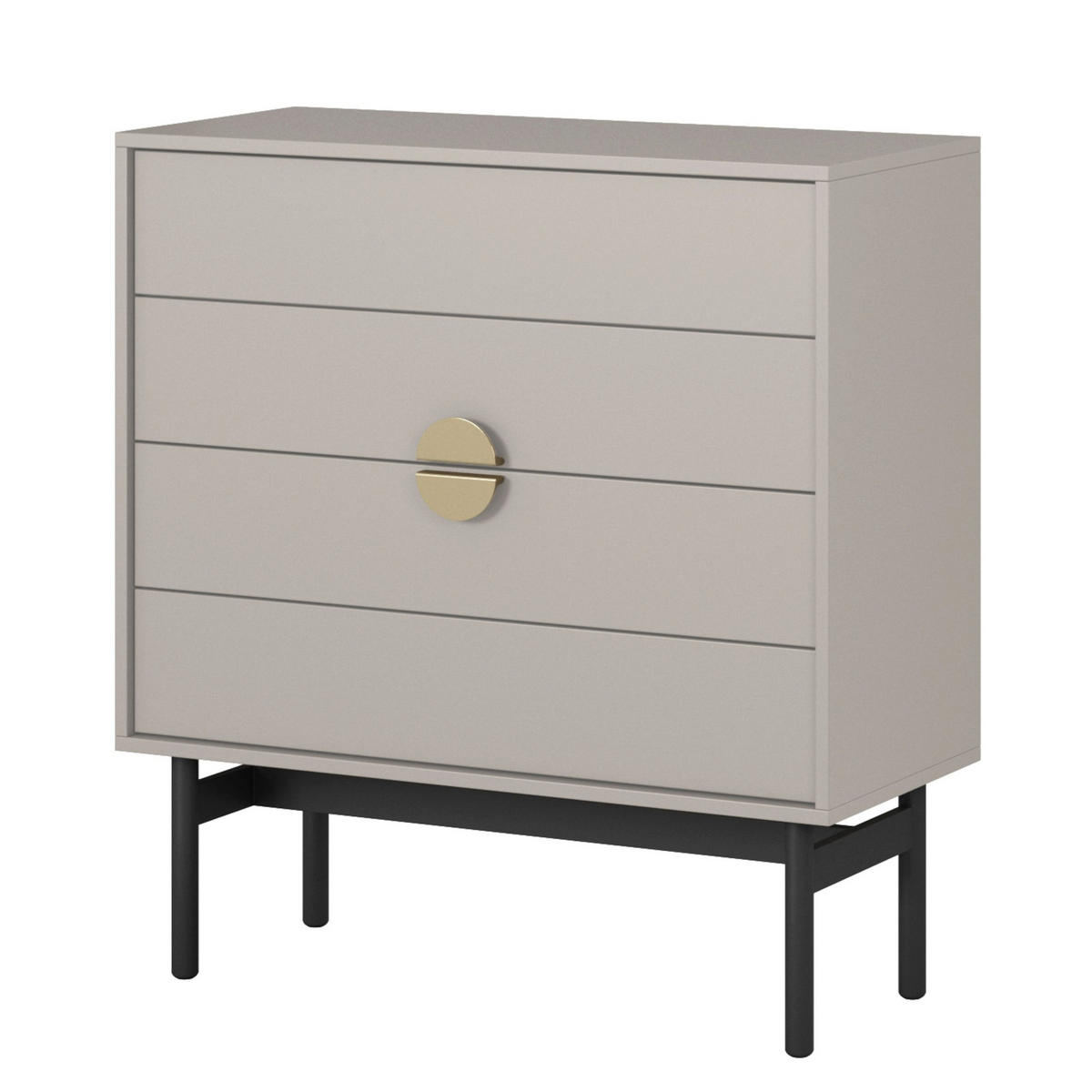 KOMODA Stoon II so 4 zásuvkami 85 cm - čierna/zlatá, kov/kompozitné drevo (85/92/38cm) - Selsey