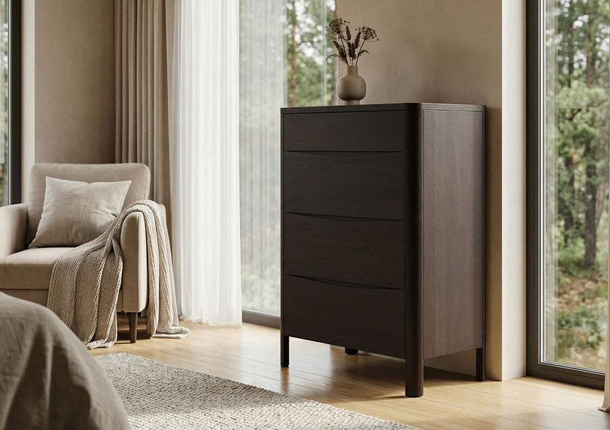 HOLZKOMMODE Modena Low 80, Palisanderfarbe - Wengefarben, Holz/Buchenholz (80.4/106.3/45cm) - Visby