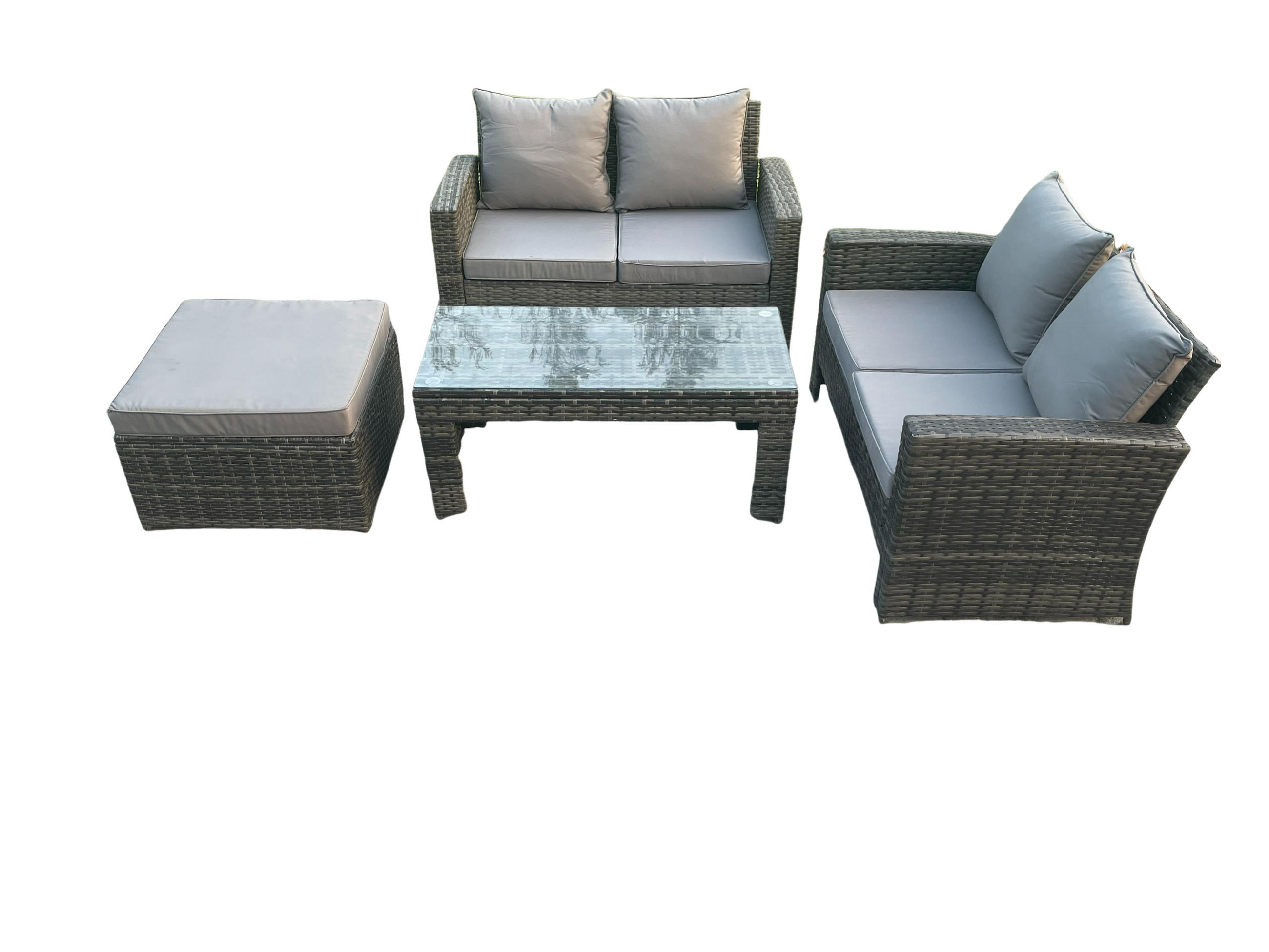 GARTENMÖBEL-SET mit Kissen Polyrattan Dunkelgrau 5-Sitzer - Dunkelgrau, Metall - Fimous