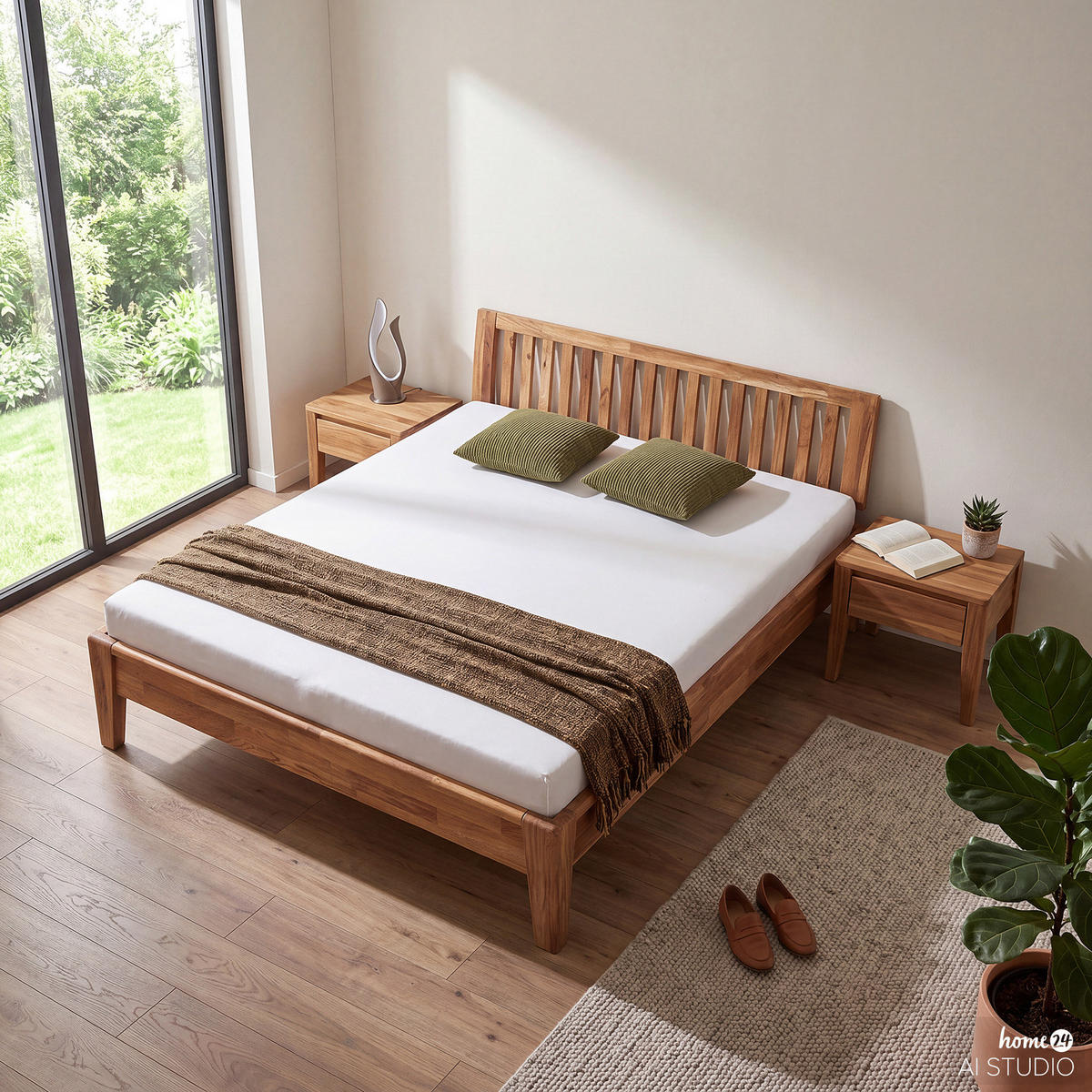 BETT - Massivholz - Eichefarben, Holz (140/200cm) - home24