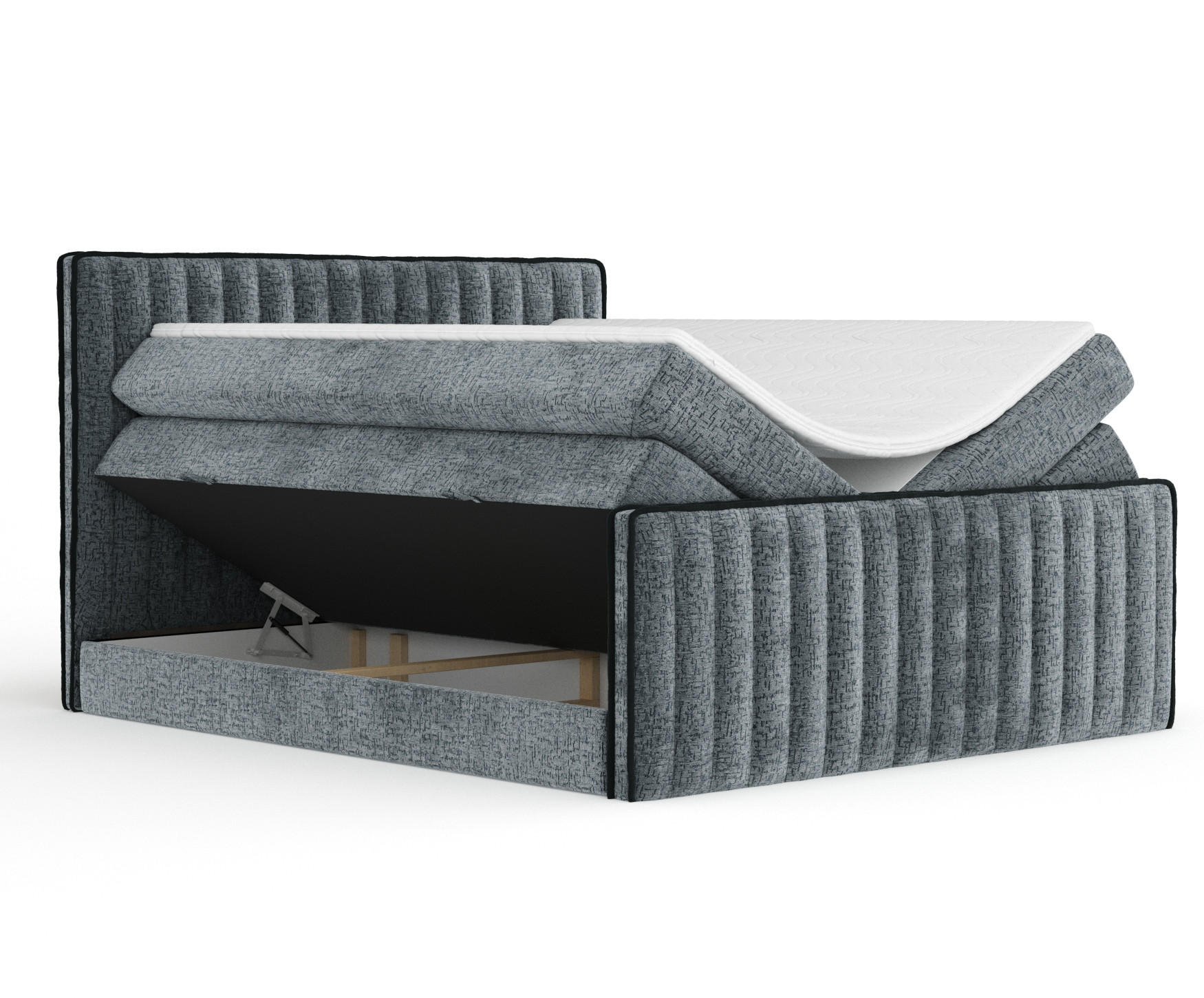 BOXSPRINGBETT Nocturne Blau Grau 200/200 cm - Blaugrau/Schwarz, Holz/Holzwerkstoff (200/200cm) - Maison de Reve
