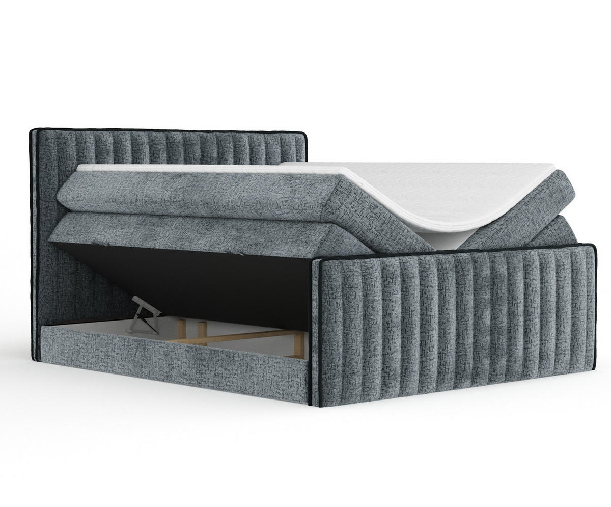 BOXSPRINGBETT Nocturne Blau Grau 200/200 cm - Blaugrau/Schwarz, Holz/Holzwerkstoff (200/200cm) - Maison de Reve