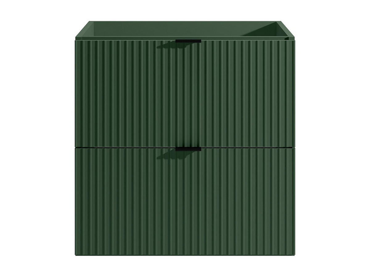 WASCHBECKENUNTERSCHRANK hängend unter Waschbecken - Streifenoptik - Grün matt - 60 cm - ZEVINI - Grün, Holz (60/60/47cm) - Vente-Unique