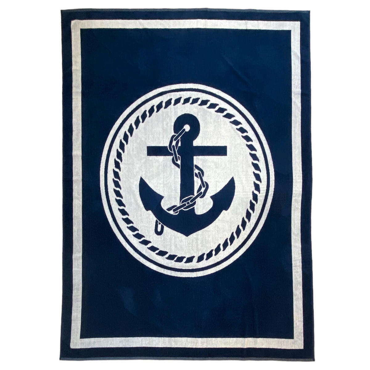 STRANDTUCH Frottee Velours Jacquard Madison 140x180 400g/m² - Blau, Textil (140/180cm) - LE COMPTOIR DE LA PLAGE