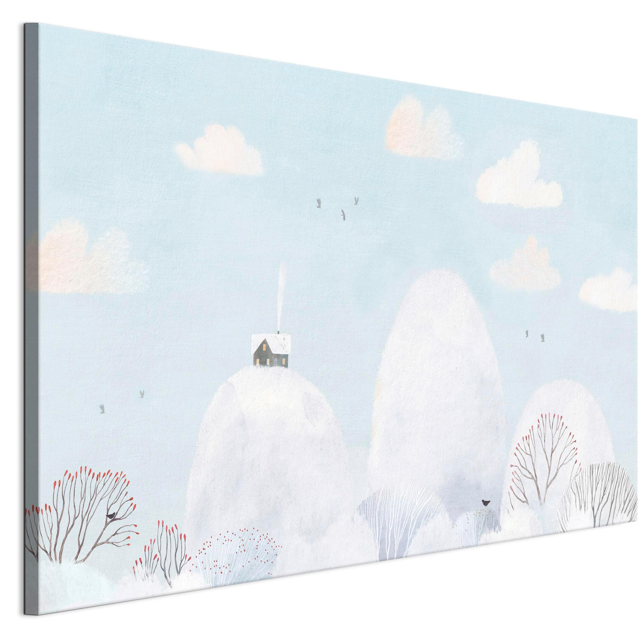 LEINWANDBILD Winter 120x80 cm - Weiß, Holz (120/80cm) - LUMASOUL