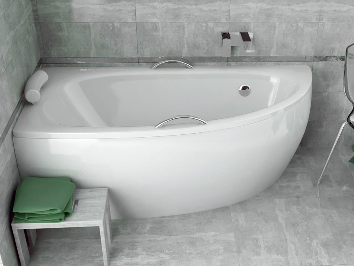 BADEWANNE Eckwanne MILENA 150/70 Links mit Styro Ablauf Füße - Weiß, Kunststoff (70/53.5/150cm) - bad land