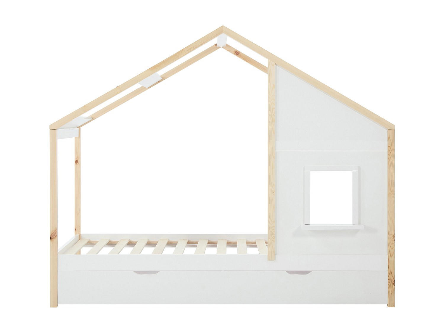 HAUSBETT - 1 Person - holz - weiß Rinelya - Weiß, Holz (90/190cm) - Vente-Unique