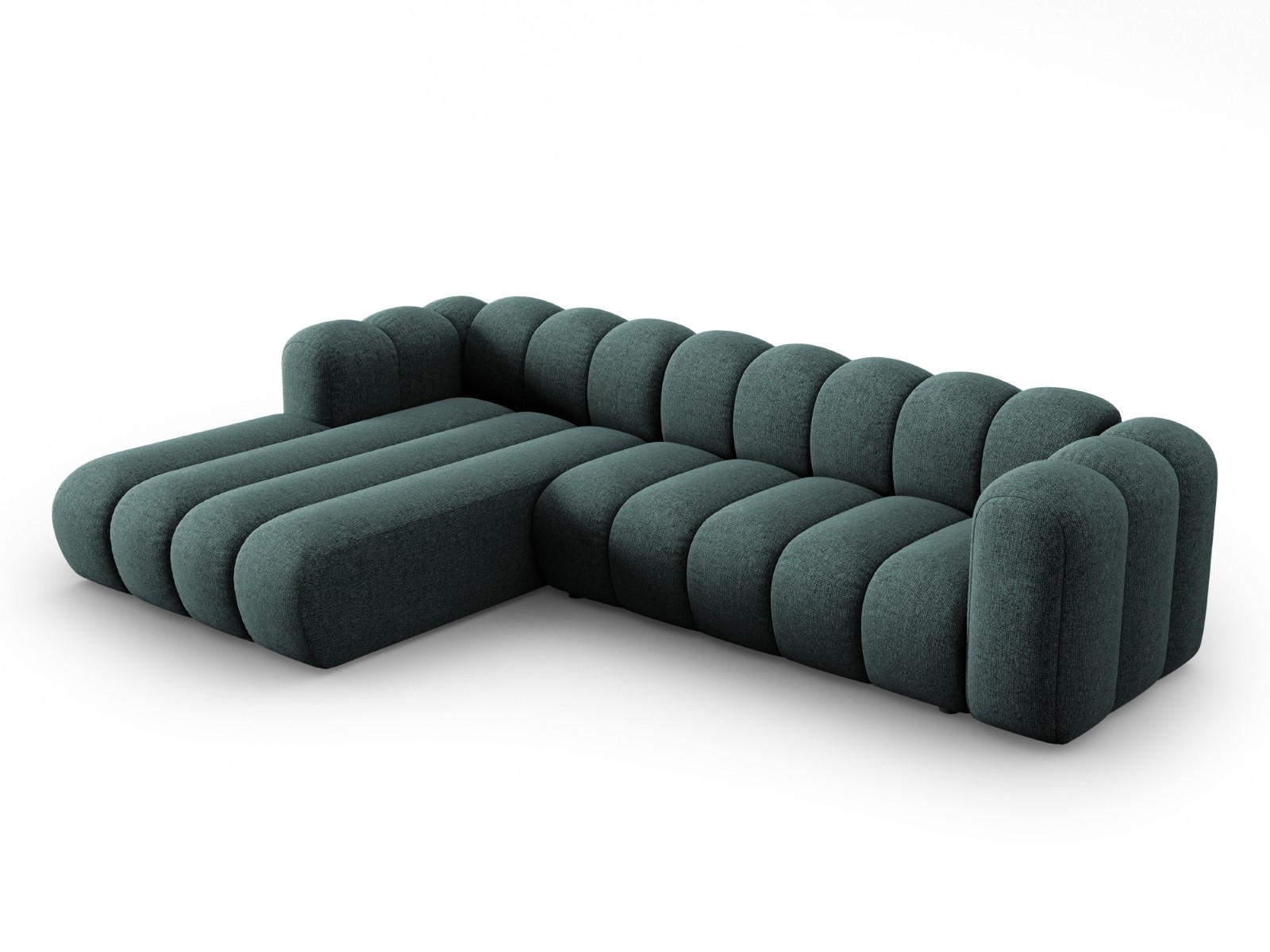 ECKSOFA modular links Lupine aus Chenille-Stoff petrol 4 Sitzplätze - Petrol, Textil (177/290cm) - Micadoni