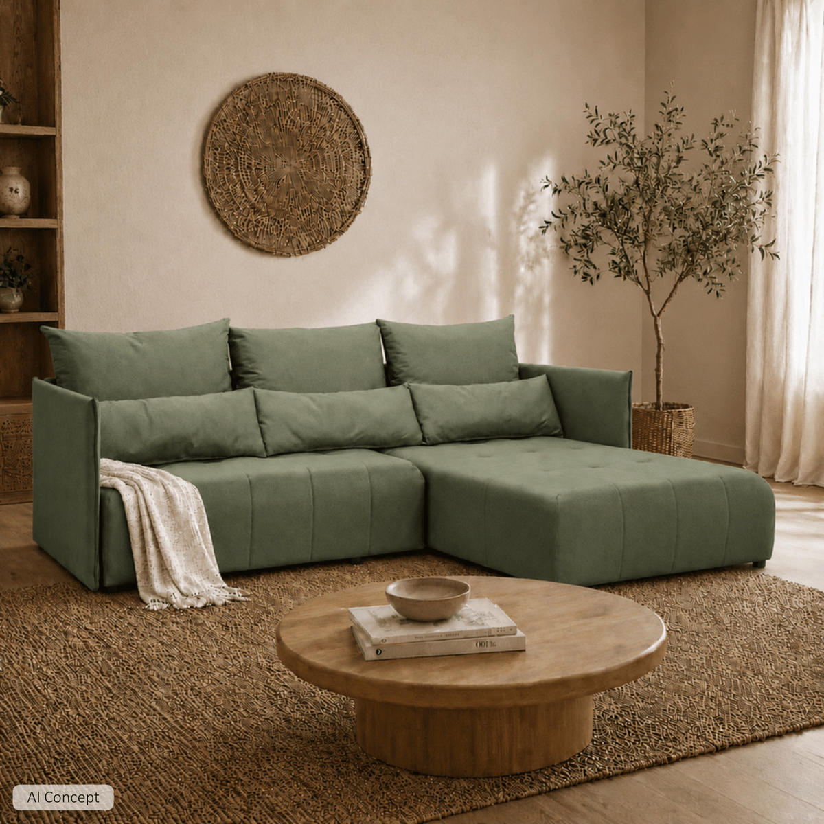 ECKSOFA APOLLO L mit Schlaffunktion und Bettkasten – rechte Seite - Grün, Textil (246/188cm) - Lookway