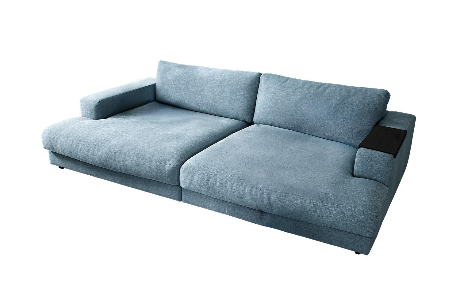 BIG SOFA MIT TABLETT MADELINE Petrol Webstoff - Petrol/Schwarz, Kunststoff/Textil (290/85/170cm) - KAWOLA