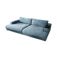 BIG SOFA XL MIT TABLETT MADELINE Petrol Webstoff - Petrol/Schwarz, Kunststoff/Textil (290/85/190cm) - KAWOLA